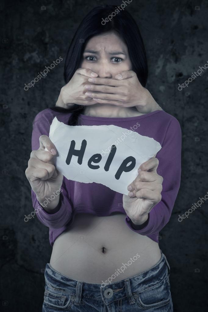 Sketch of scared girl with hand covers her mouth, Stock Illustration by  ©vvoennyy #267632918