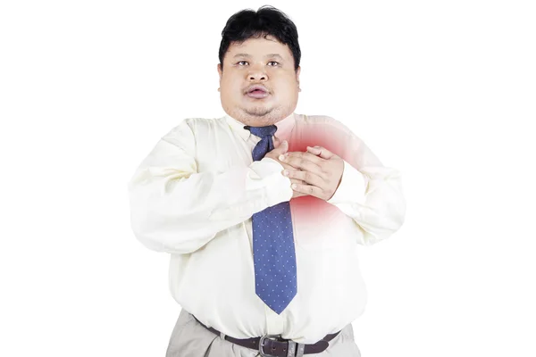 Obesity businessman getting heart attack 1 — Stock Photo, Image