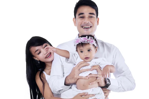 Two asian parents with baby daughter — Stock Photo, Image