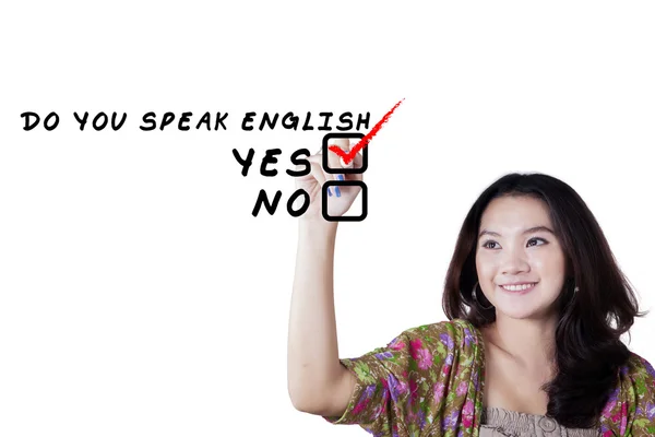 Female teenager learn English — Stock Photo, Image
