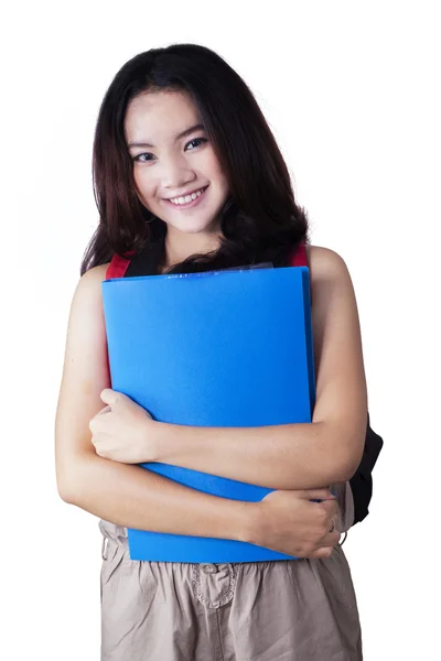 Modern college student smiling in studio — Stock Photo, Image