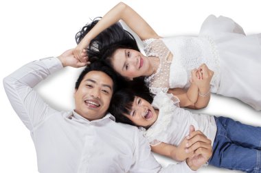 Üç kişi kamera Studio gülüyorsun