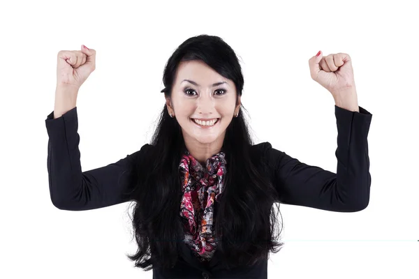 Successful businesswoman expressing happy 1 — Stock Photo, Image