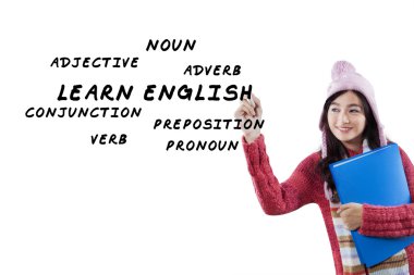 Pretty student learns English clipart