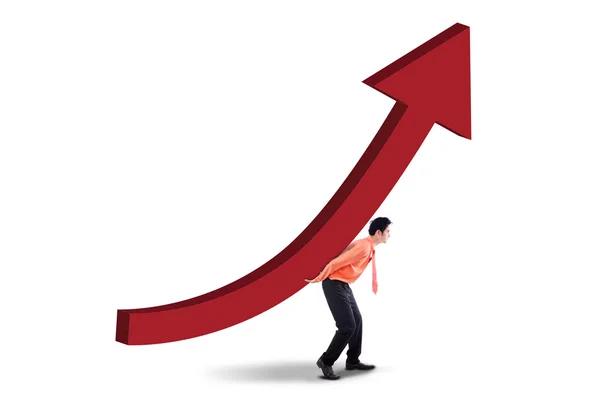 Male investor with investment growth chart — Stock Photo, Image