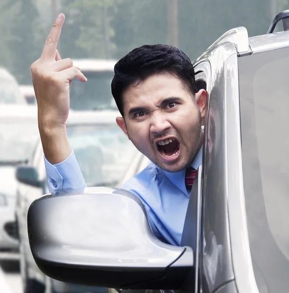 Furious man in the car — Stock Photo, Image