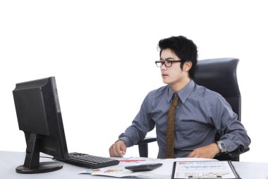 Surprised expression of a man in workplace