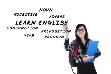 Student writes english materials 3