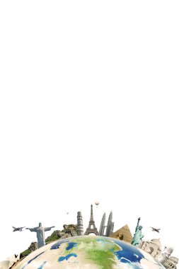 Empty banner with worldwide monuments