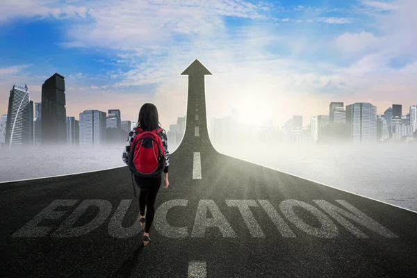 Female learner on the education way — Stock Photo, Image