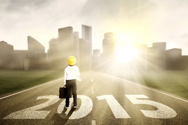 Little engineer on journey to future — Stock Photo, Image