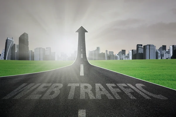 Road to web traffic rises upward — Stock Photo, Image