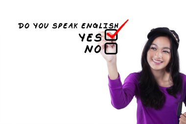 Female learner learns english language