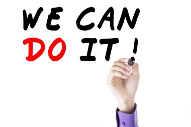 Entrepreneur hand write we can do it clipart