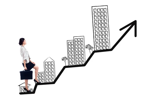 Donna che calpesta il diagramma di proprietà aziendale — Foto Stock