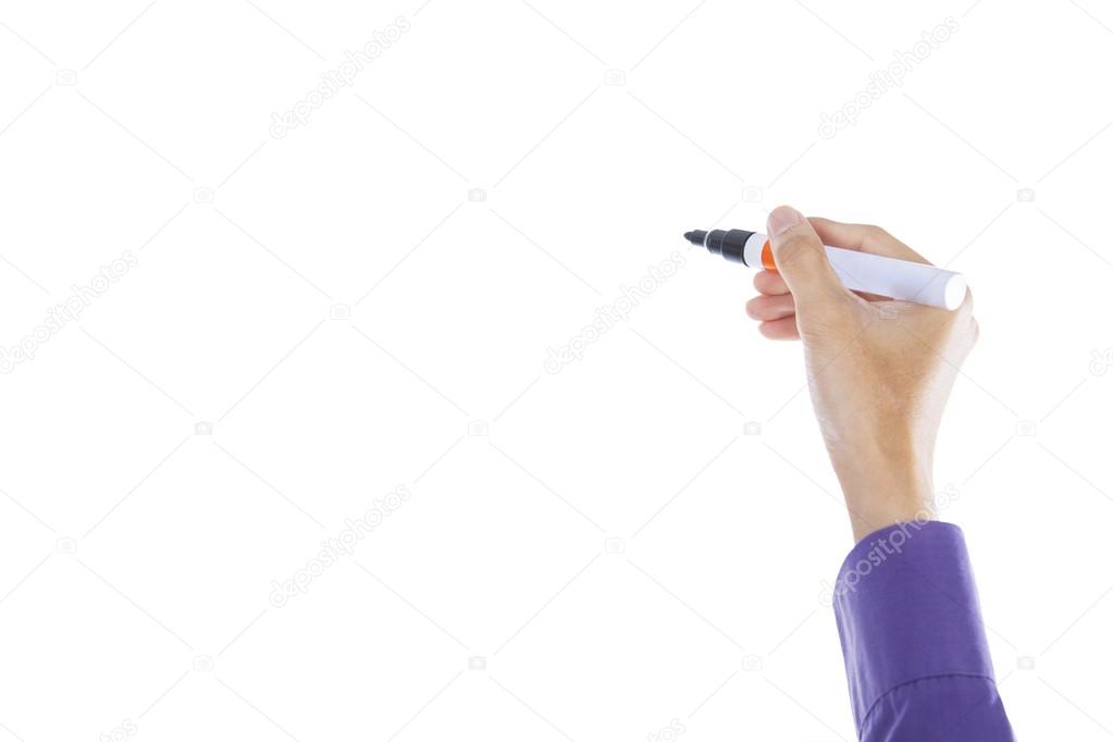 Worker hand writing with marker