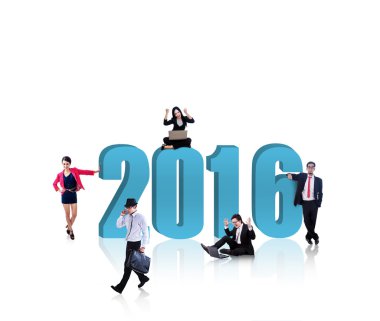 Busy workers with numbers 2016