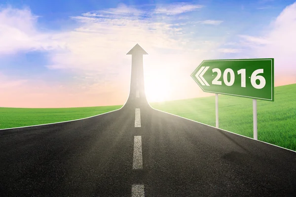 stock image Empty road with numbers 2016 on the road sign