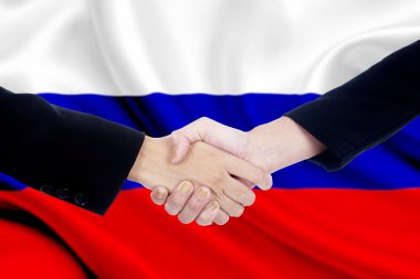 El sıkışma ile Rusya bayrağı