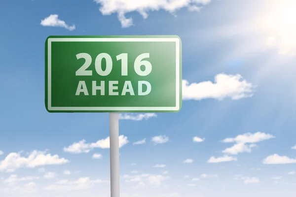 Signboard with new year of 2016 ahead — Stock Photo, Image
