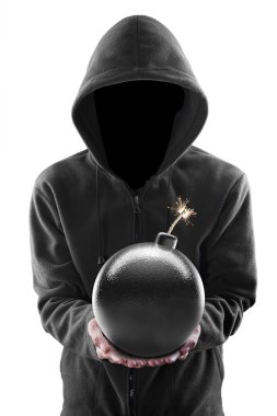 Terrorist holding a bomb clipart