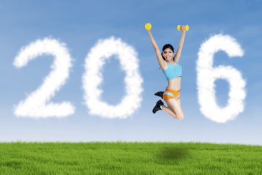 Kadın numaraları 2016 şekillendirme dumbbells ile