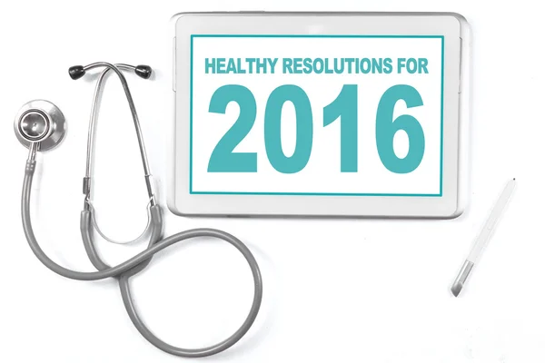 Tablet with healthy resolution for 2016 — Stock Photo, Image