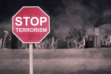 Yol işareti metin durdurmak terörizm ile