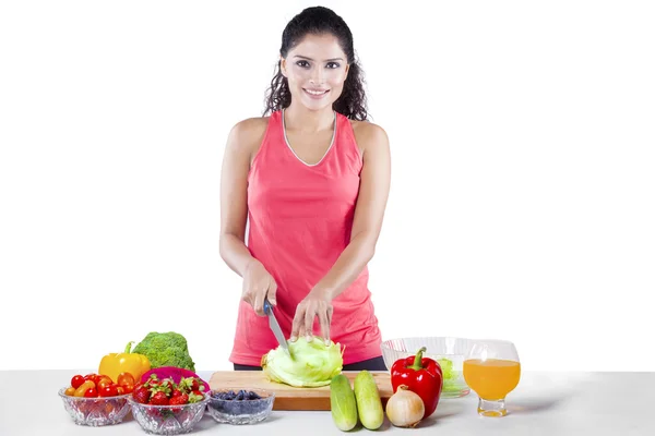 Donna sana preparare superfood — Foto Stock