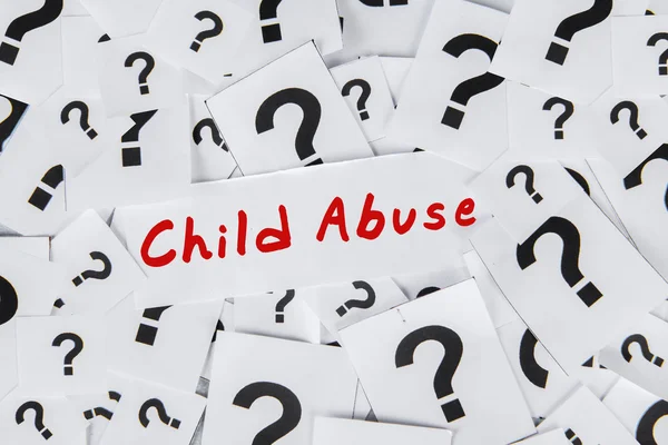 Question mark and text of child abuse — Stock Photo, Image