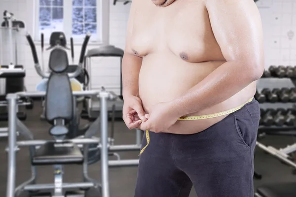 Fat Man Measuring his Stomach — Stock Photo, Image