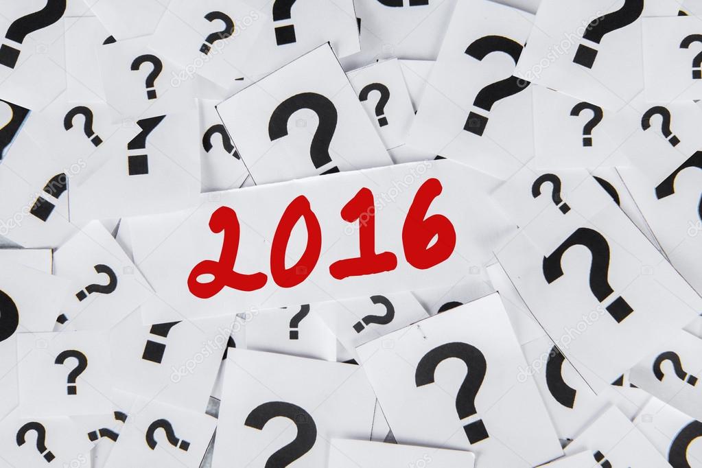 Question mark and numbers 2016
