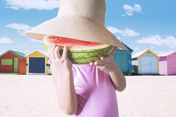Little Girl Eating A Slice of Watermelon — Stock Photo, Image