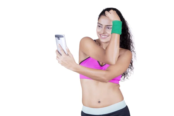 Fitness vrouw nemen zelfportret — Stockfoto