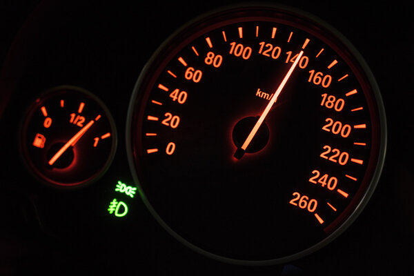 Modern speedometer in a car