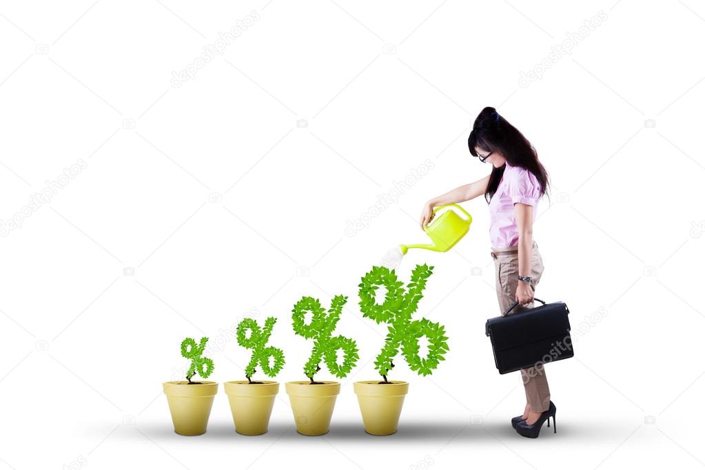 Woman and plant shaped percentage sign