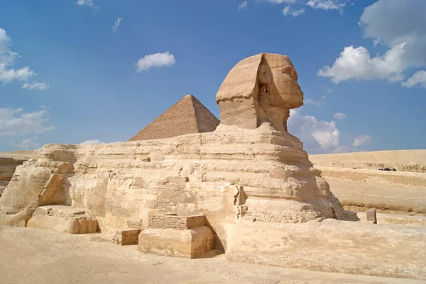 Σφίγγα Συγκρότημα Πυραμίδας Γκίζα Αφρική Αίγυπτος — Φωτογραφία Αρχείου