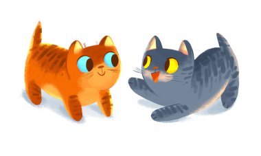 Birlikte oynayan iki kedi yavrusu.