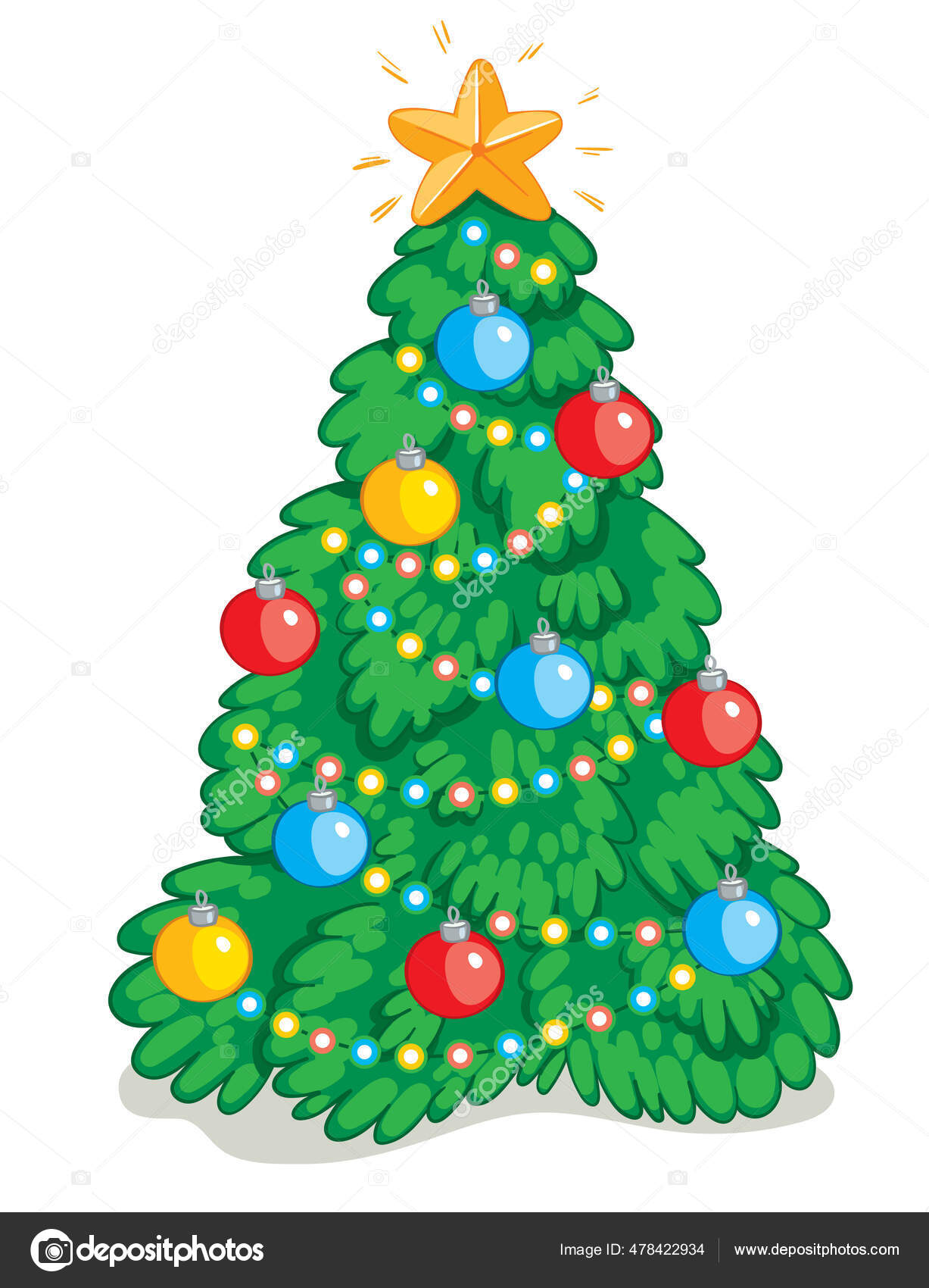 Christmas Tree Funny Cartoon Character Vector Illustration Isolated