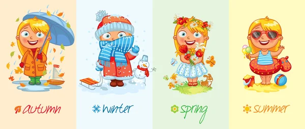 Baby girl and the four seasons — Stock Illustration Baby girl and the four seasons Stock Illustration