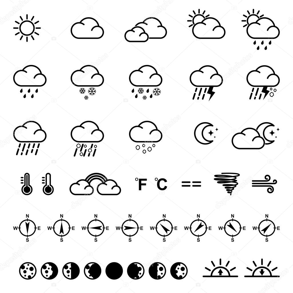 Weather icons. Vector illustration. Set