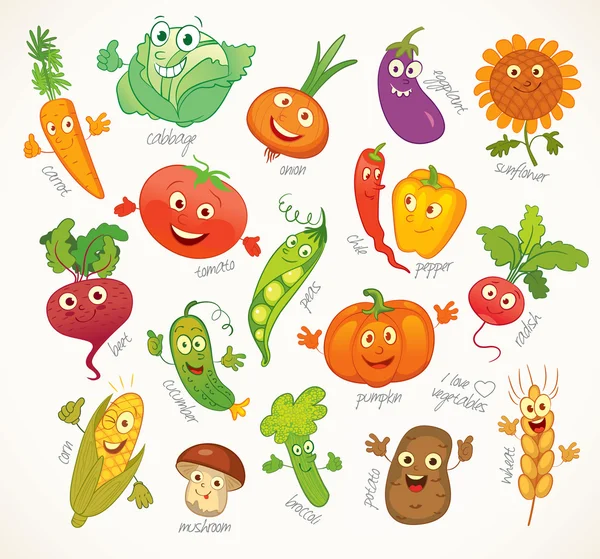 Verduras. Personaje divertido de dibujos animados — Archivo Imágenes Vectoriales