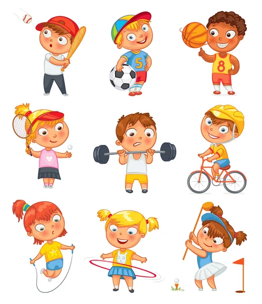 Deportes y fitness. Personaje divertido de dibujos animados — Vector de stock