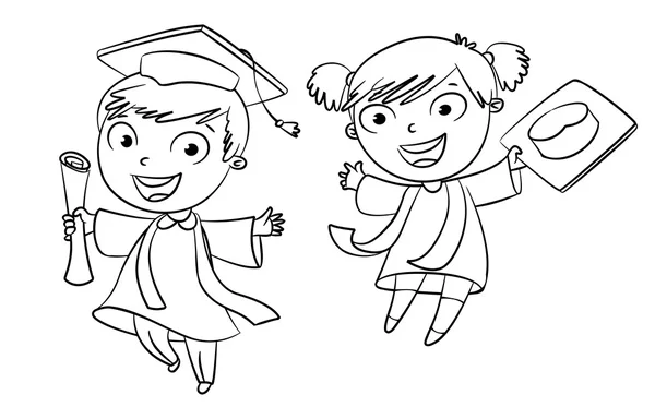 Graduado. Personaje divertido de dibujos animados — Vector de stock