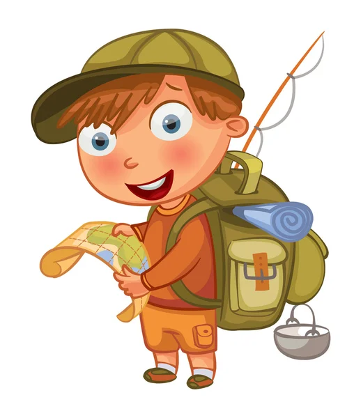 Boy Scouts. Personaje divertido de dibujos animados — Vector de stock