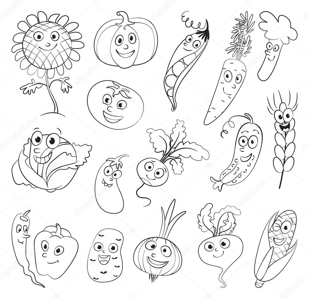 Vegetables. Funny cartoon character