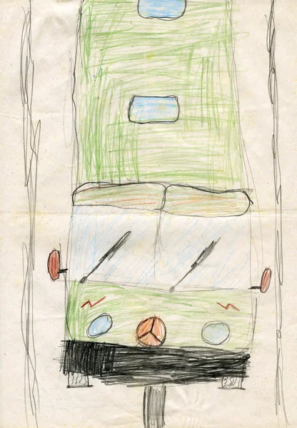 Детские рисунки "Автобус " — стоковое фото