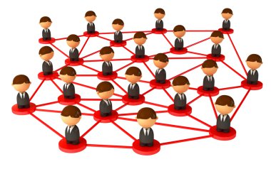 Crowd of small symbolic 3d figures. clipart