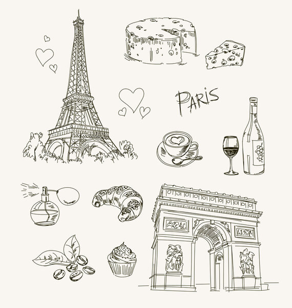 Freehand drawing Paris items