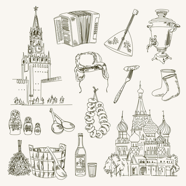 Freehand drawing Russia items